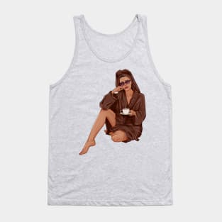 Girl in brown spa robe fashion art Tank Top